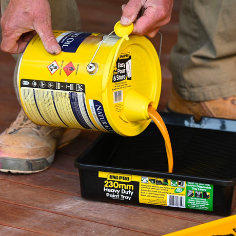 UniPro No-Drip Paint Pourers in action, preventing paint spills and promoting efficiency for Australian woodworkers