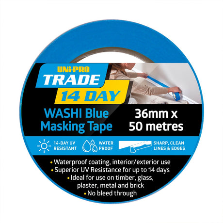 UniPro Washi Masking Tape 48mm x 50m in use for precision woodworking task