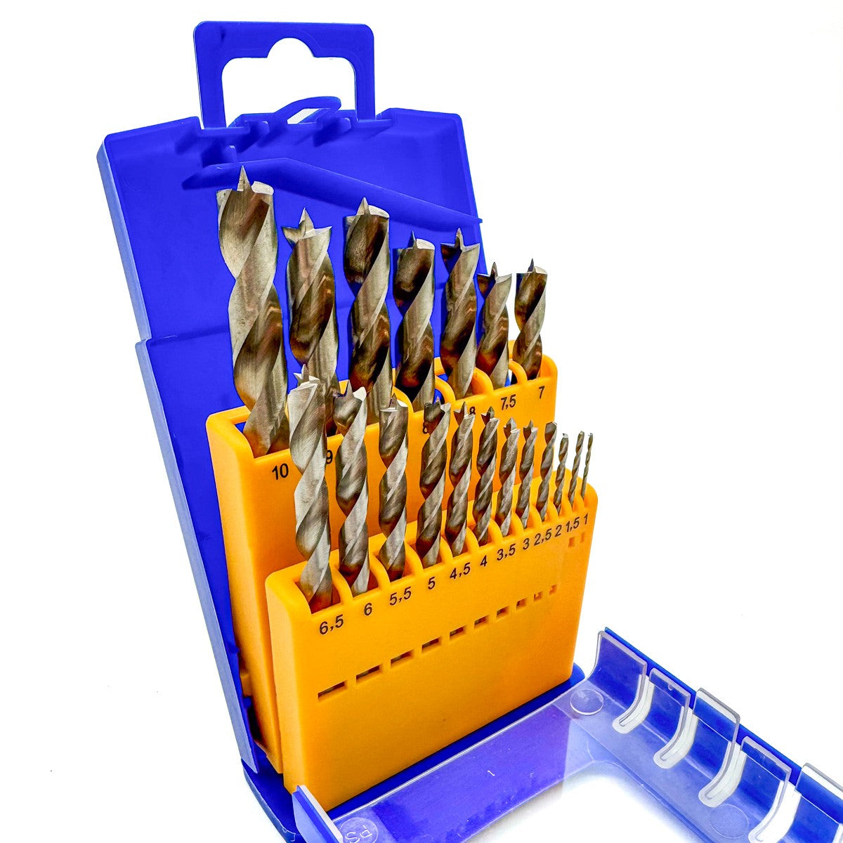 Fisch Standard Brad Point Drill Bits Set in Metric HSS for precise wood drilling. Made from high-quality HSS M2 steel