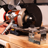 Tormek Bench Grinder Kit in use, showcasing precision sharpening process