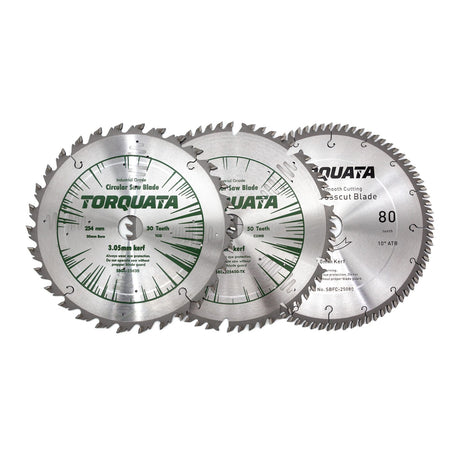 Torquata Set of 3 254mm Circular Saw Blades for woodworking projects