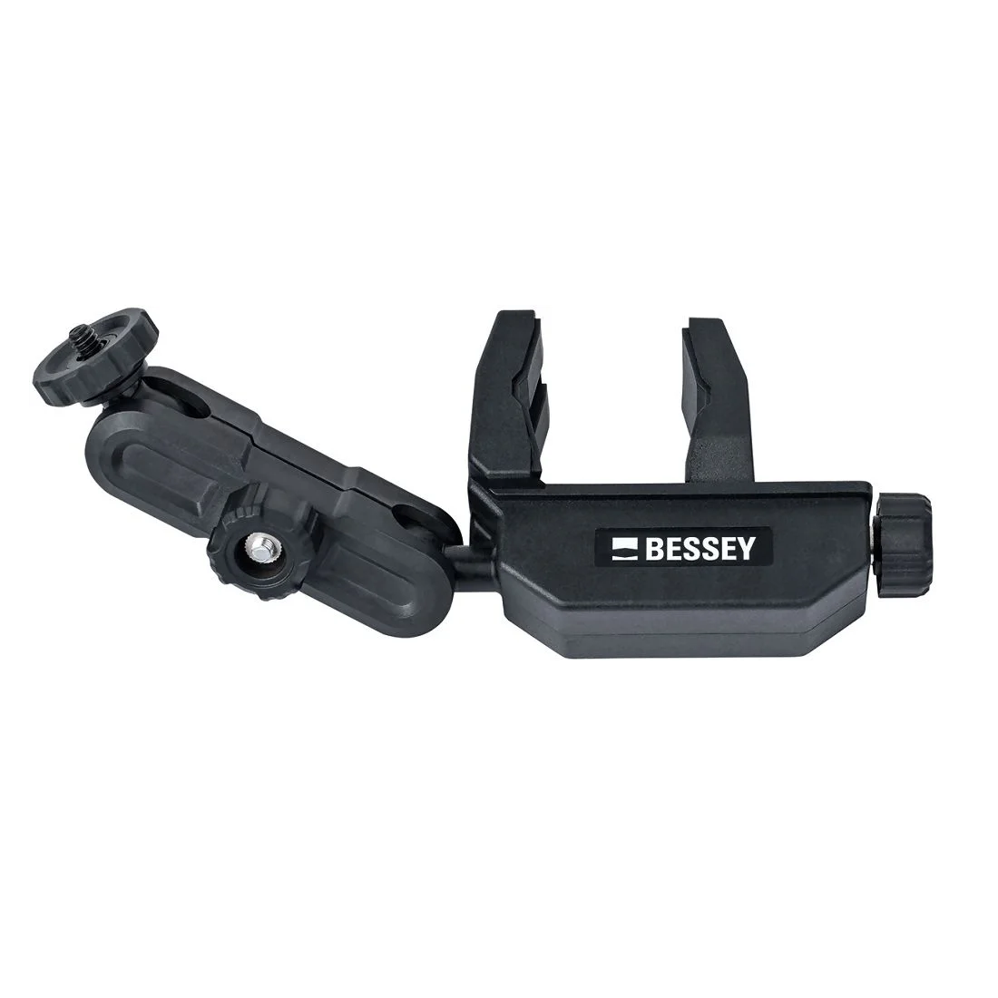 Bessey Multi Function Laser Fixture Clamp On Support for 1/4in Laser Mounts demonstrating attachment of laser device