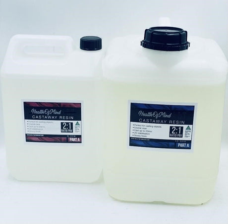 Clear art resin for thin casting by Health Of Mind Art. Suitable for artwork and pouring over art. Medium cure speed