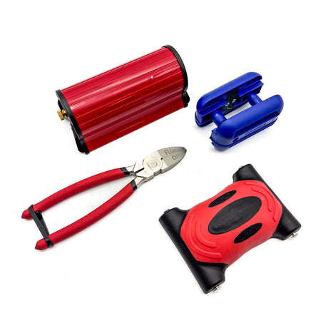 FastCap FastEdge Set edge banding toolkit in use with SpeedRoller Pro tool and Flush Cut for precise application