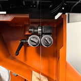 Sherwood 14in Heavy-Duty Bandsaw in action, showcasing precise wood cutting power