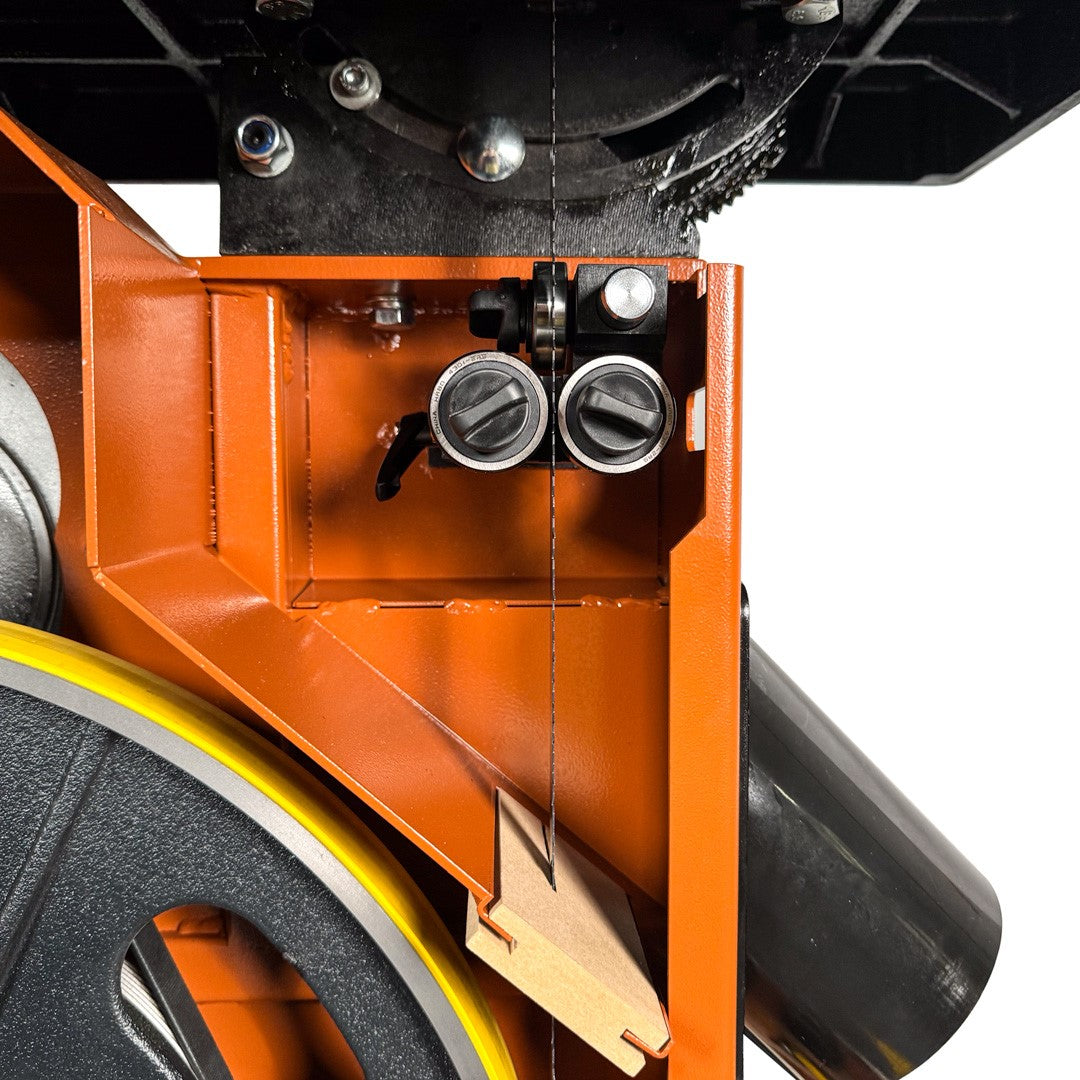 Sherwood 18in Heavy-Duty Bandsaw in action, showcasing precision and power