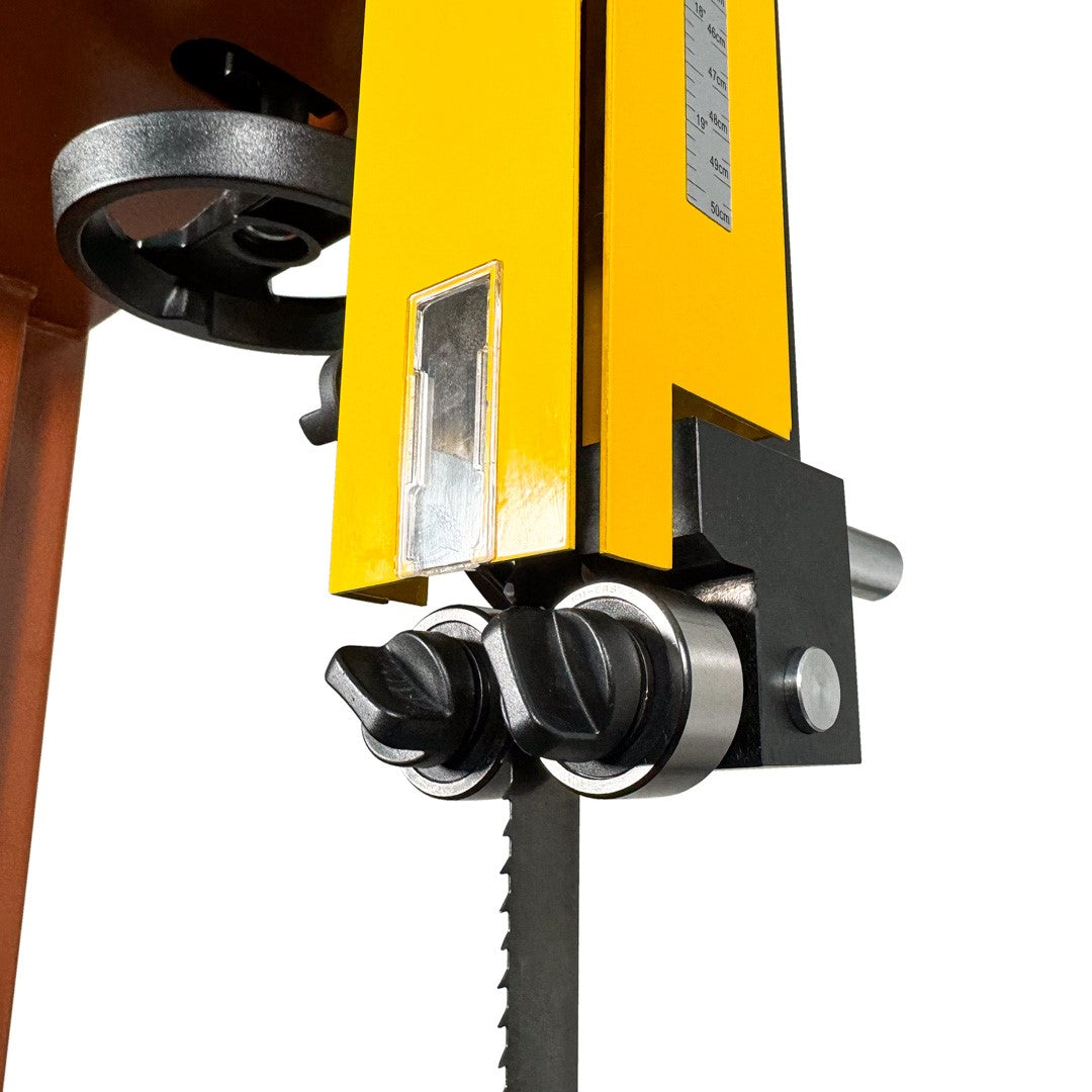 Sherwood 18in 3000W 4HP Heavy-Duty Bandsaw in action, cutting through wood with precision