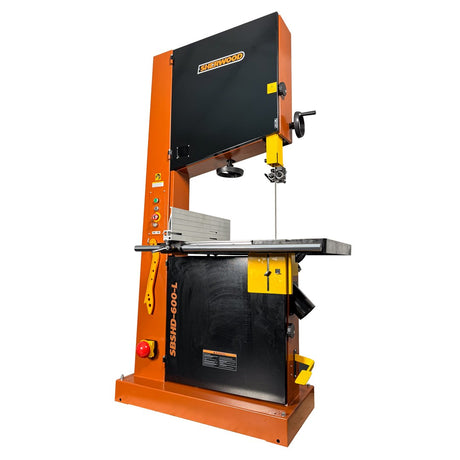 Sherwood 24in 4000W 5HP Industrial Bandsaw in action, showcasing its power and precision