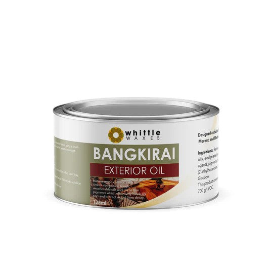 Whittle Waxes Evolution Bangkirai Oil UV Resistant Clear Exterior Finish in 125ml size bottle