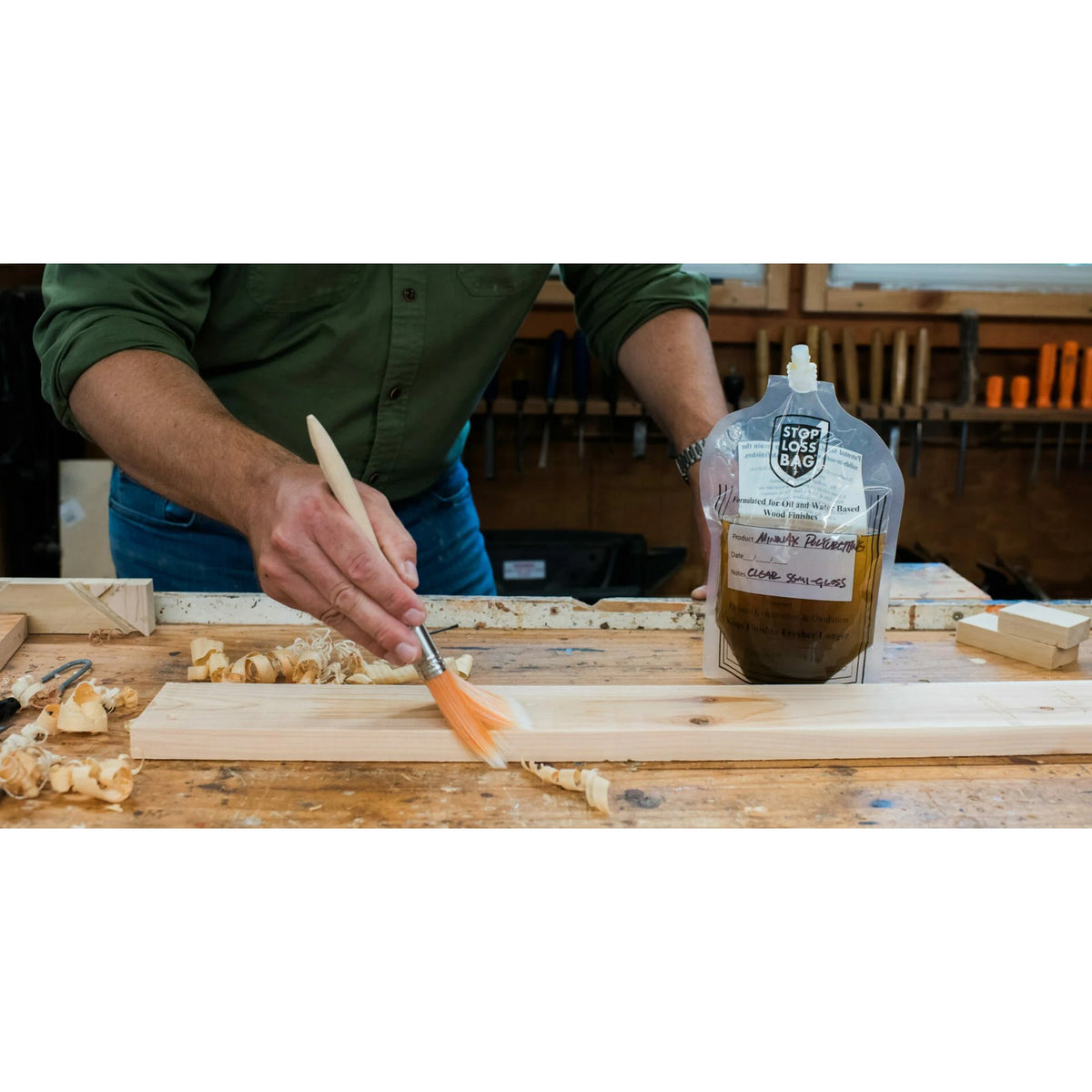 StopLossBag Pouch for Wood Finish Preserver - Close-up view showcasing airtight design and durable construction
