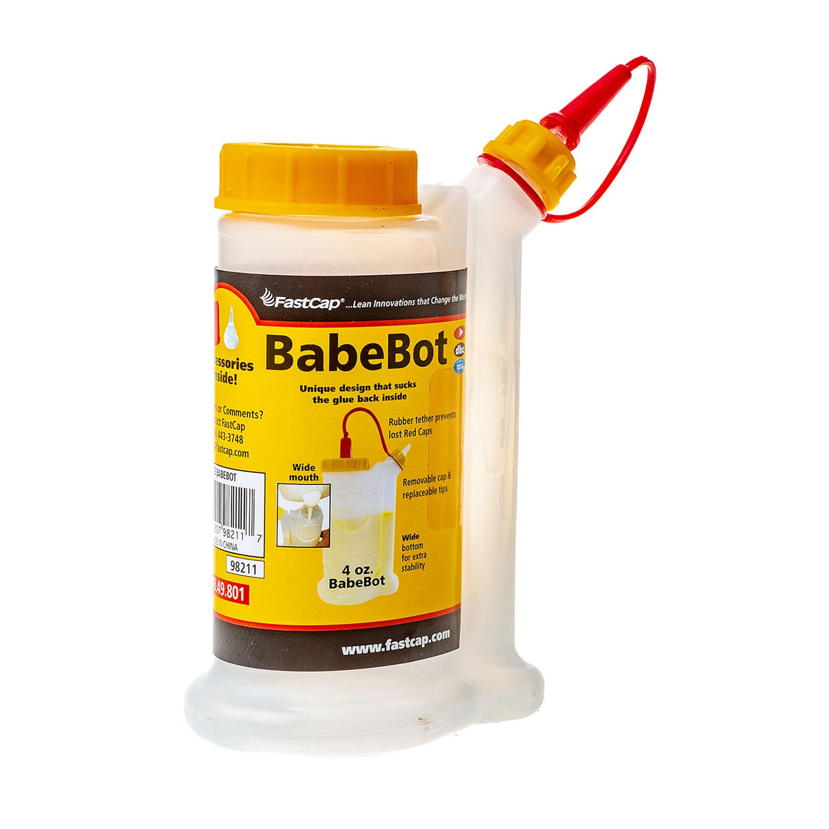 FastCap BabeBot Glue Pot Dispenser Bottle Non-Drip 112mL angled view