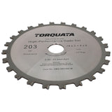 Torquata 8in Metric Dado Saw Blade Set with Shims and Chippers, angled view showcasing precise cutting edges