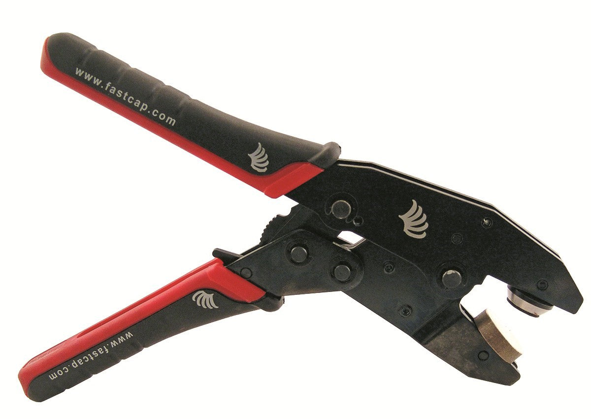FastCap Hole Punch Tool Deluxe Set with Hard Shell Case & Flush Mount Carbide Drill Bit in use on edge banding material