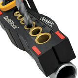 Milescraft DrillBlock Imperial Drill Guide angled view in use