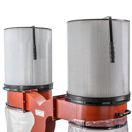 Sherwood 3HP Dust Extractor with Twin Filter Cartridges in workshop setting