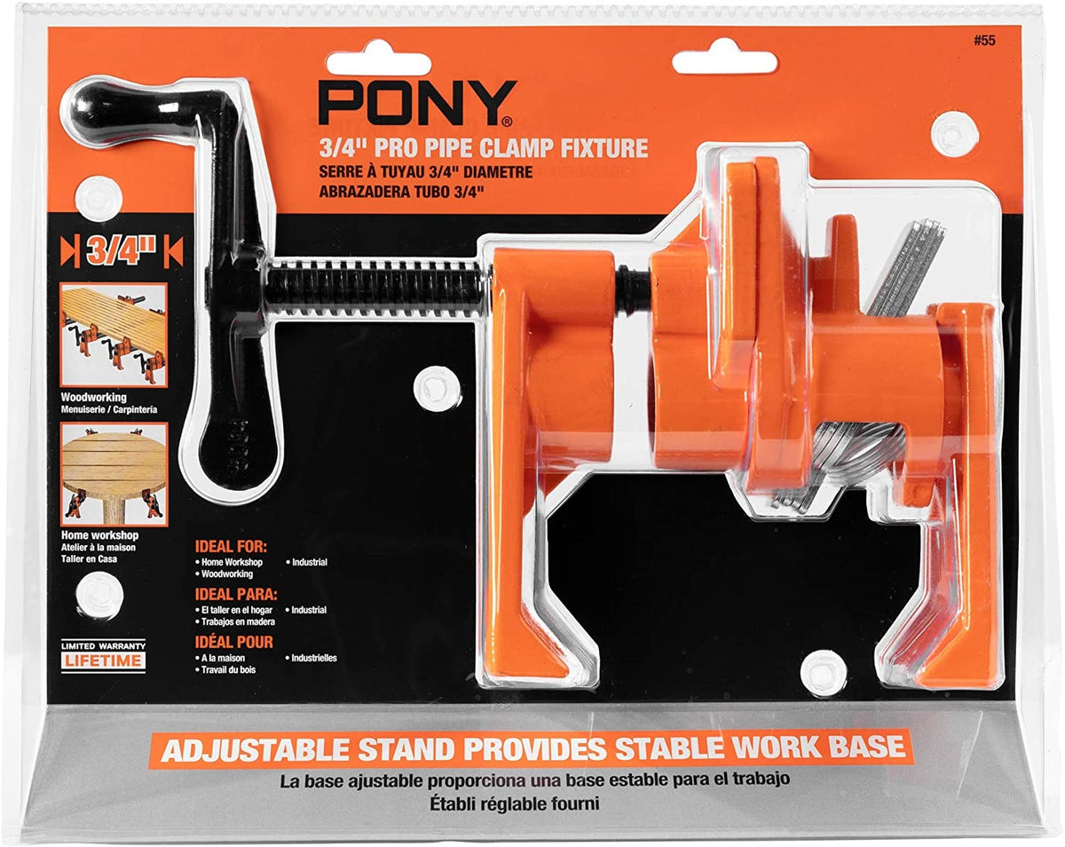 Pony Jorgensen Extended Foot Pipe Clamp 2100mm 3/4in Pipe in use on woodworking project