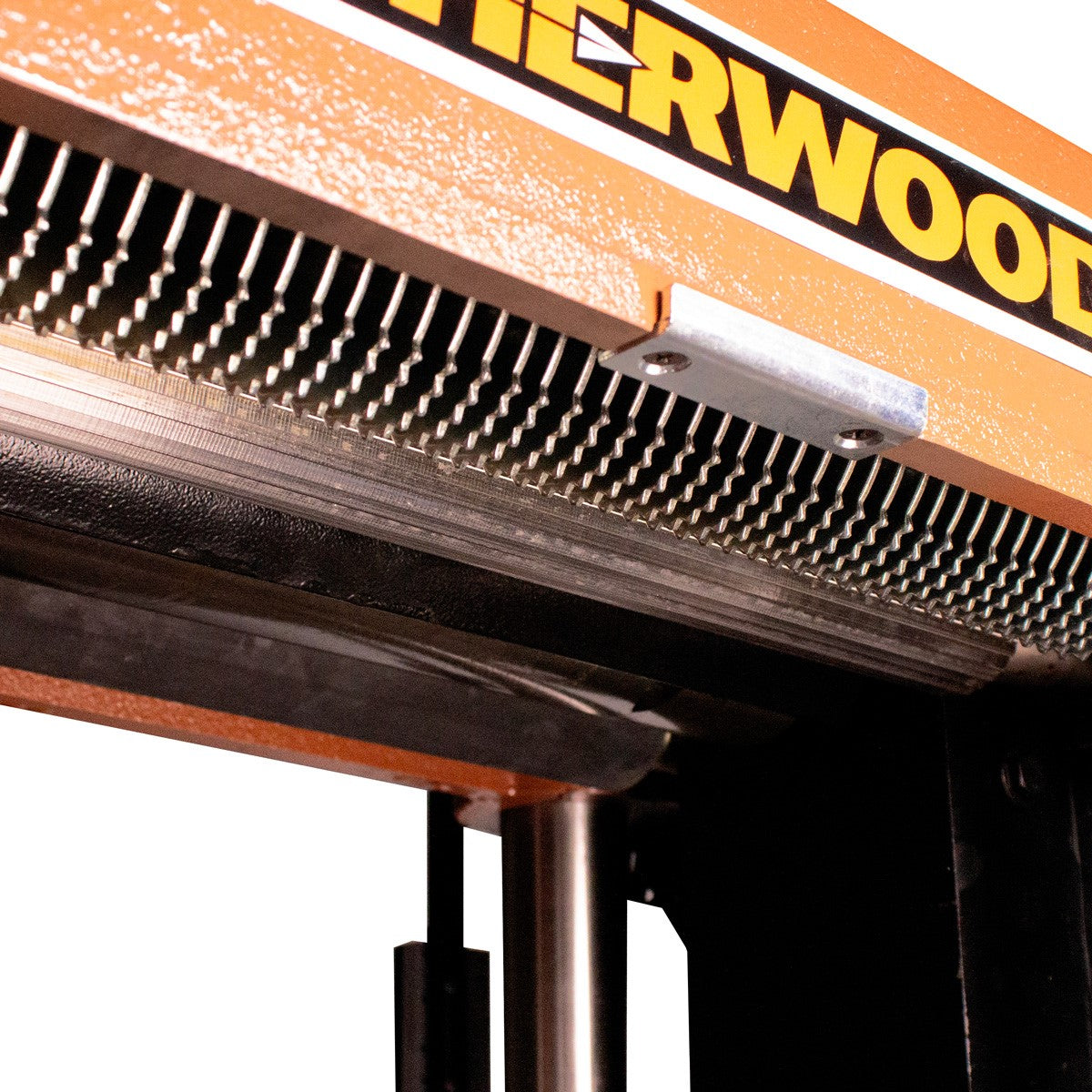 Sherwood 20in Industrial Thicknesser in action, showcasing its helical cutterhead in detail