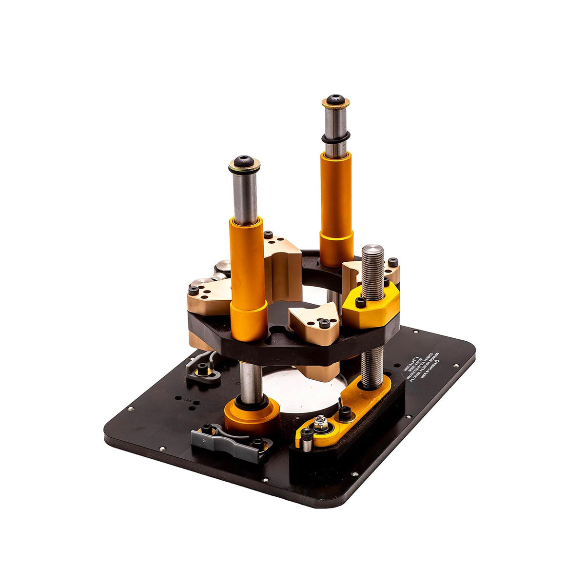 Incra Mast-R-Lift II Router Lift & SRM-1800 Round Body Router Motor in use on woodworking table
