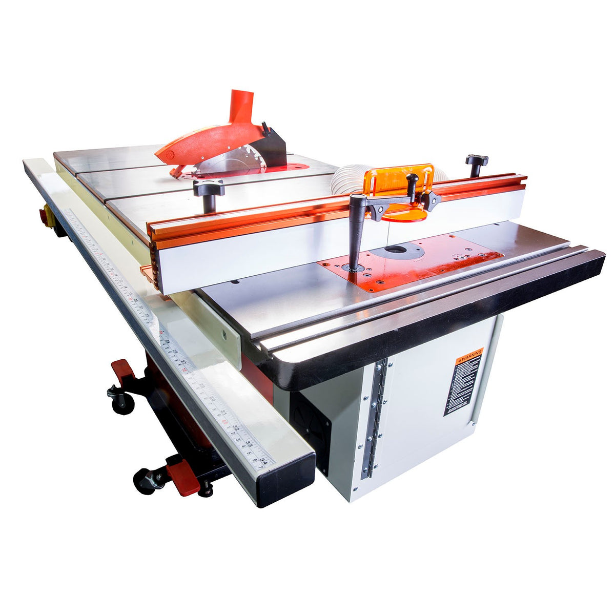 Sherwood Deluxe Cast Iron Router Extension Wing 685 x 406mm with SRM-1800 Router Motor installed on table saw