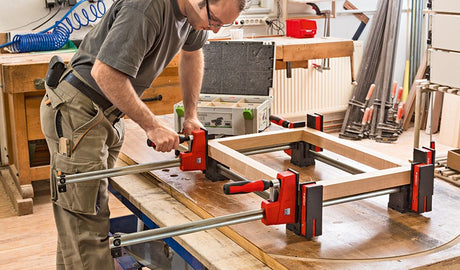 Bessey K-Body Clamps 2 x 600mm & 2 x 1000mm with Framing Block Set in use