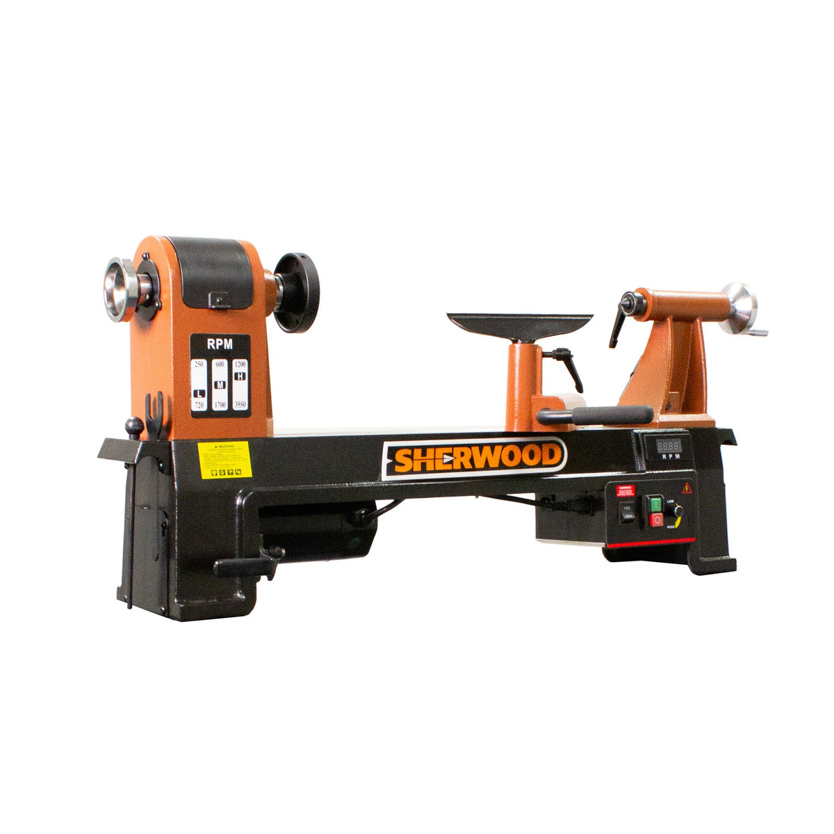 Sherwood Midi Wood Lathe with Stand, powerful motor, smooth spindles, increased capacity