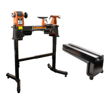 Sherwood Midi Wood Lathe 350mm Swing 750W 1HP Variable Speed with Bed Extension & Stand in action
