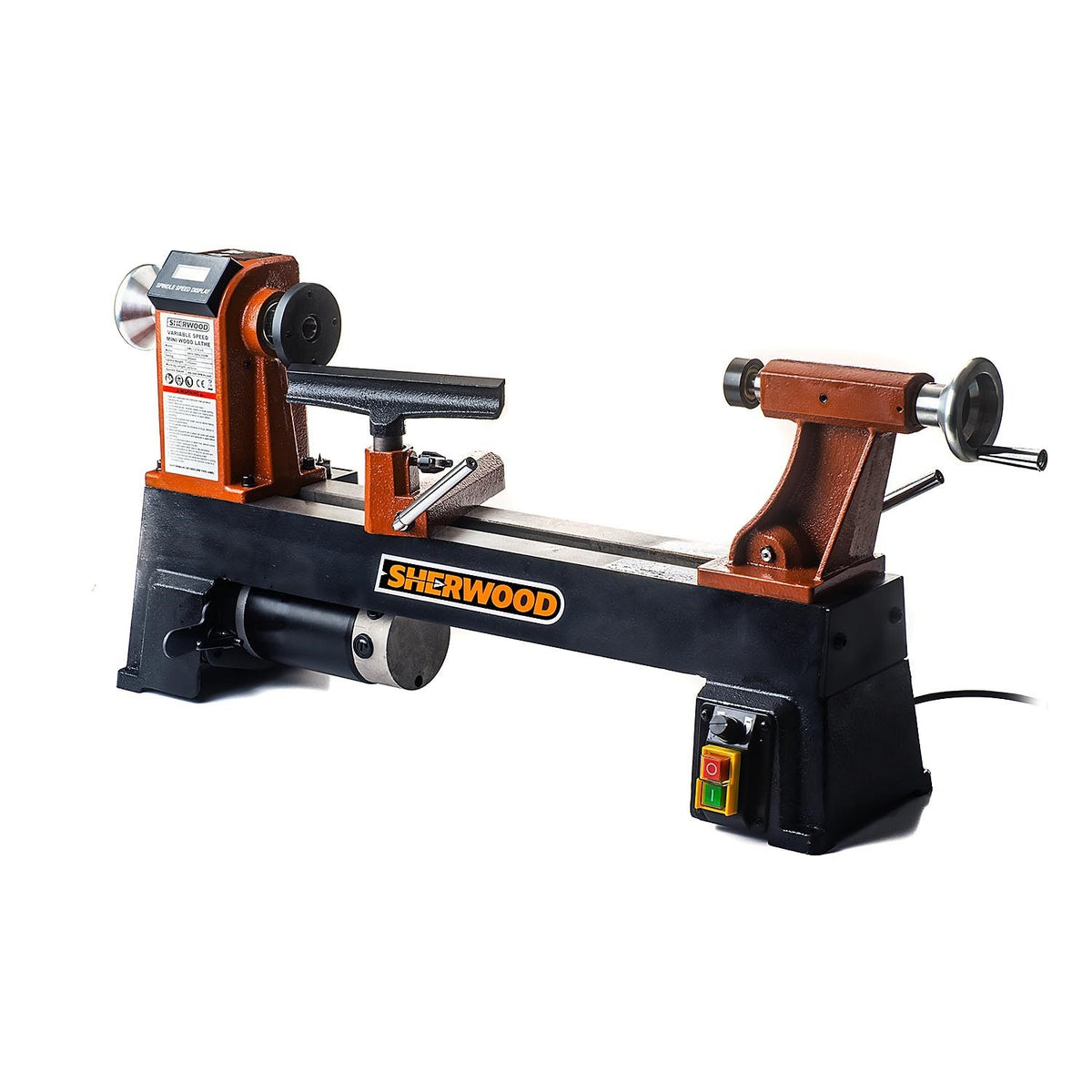 Sherwood Mini Wood Lathe - 305mm swing, 550W variable speed, on stand