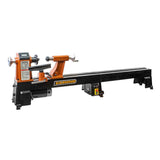 Sherwood Mini Wood Lathe with Bed Extension & Stand in action, showcasing its compact design and precise woodturning capabilities