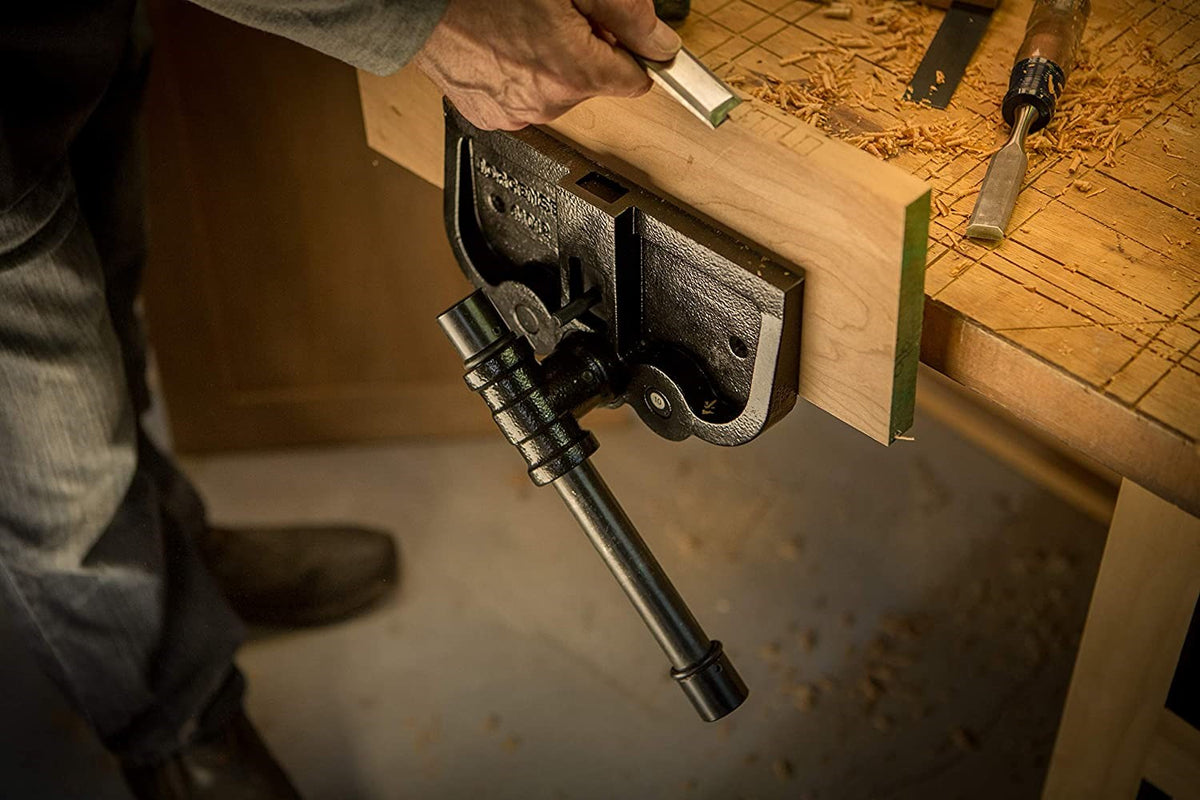 Pony Jorgensen Professional Rapid-Acting Woodworker's Vice 254x305mm in action, showcasing precision and durability