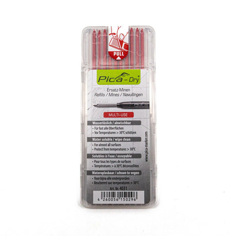 Pica Pack of 10 Red Lead Refills for Dry Automatic Pencil on Woodworking Tools Store Australia