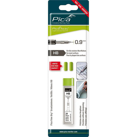 Pica Pack of 24 HB Lead Refills for Dry Fine Automatic Pencil - Close-up view of 24 HB lead refills in packaging