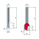 Freud 1/2in Shank Round Nose Plunge Router Bits, ideal for engraving detail on cabinet doors and drawer fronts