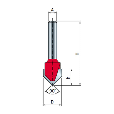 Freud V Groove Router Bits 90 Degree Angle 1/2in Shank for signmaking and decorative detail, ideal for engraving work