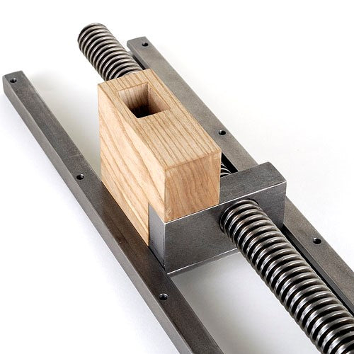 Benchcrafted Hand Wheel Tail Vice with Cast Finish detail showcasing moving dog block and nut function