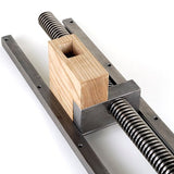 Benchcrafted Hand Wheel Tail Vice with Cast Finish detail showcasing moving dog block and nut function