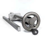 Benchcrafted Hand Wheel Tail Vice with Cast Finish, angled view showcasing intricate cast detail