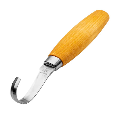 Spoon carving knife with right-handed grip, 50mm blade, and sheath