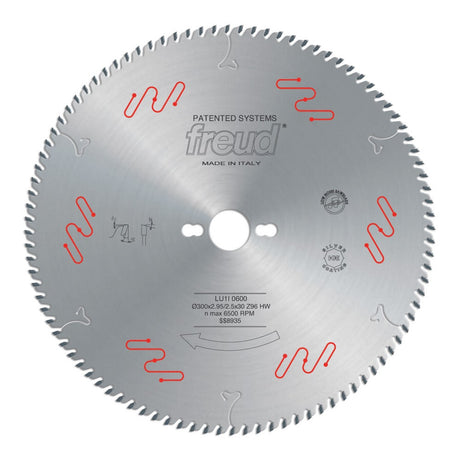Freud 300mm Timber Frame Fine Cut Off Saw Blade in action, ideal for crosscutting tasks