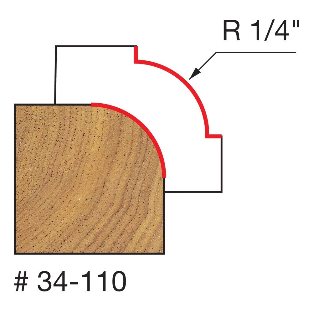 Freud Quadra-Cut Round Over Router Bits 1/4in Shank in action, ideal for softening furniture edges and creating decorative beads