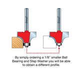 Freud Quadra-Cut Round Over Router Bits 1/4in Shank in use on a wooden edge