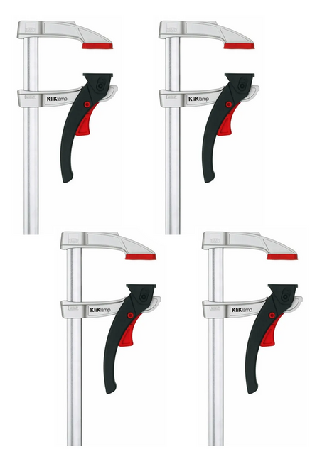 Bessey KliKlamp 160mm Ratcheting Clamp Set showcasing lightweight magnesium and fibreglass construction