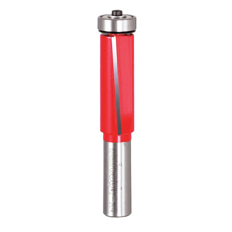 Freud Long Downshear Helix Flush Trim Router Bit 1/2in Shank in use on thick stock for clean, splinter-free top edge routing