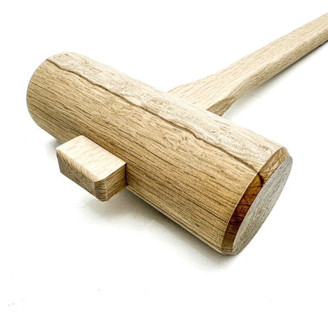 Japanese White Oak Wooden Mallet 54mm Head Diameter in workshop setting