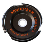 Arbortech Industrial Woodcarver Blade Carbide Attachment in action on wood with a standard angle grinder