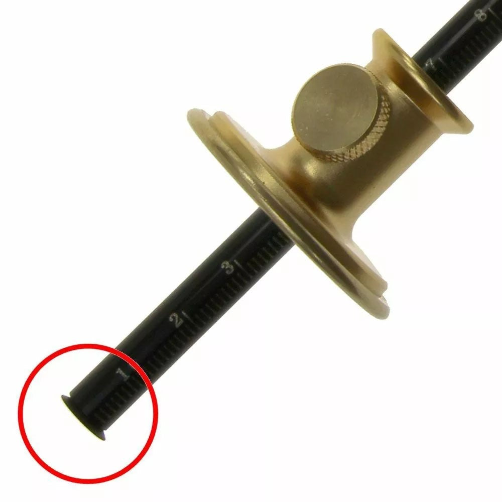 iGaging Replacement Wheel Cutter for Digital Marking Gauge - angled view showing bevelled edge for marking grain directions