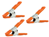 Pony Jorgensen Set of 3 Metal Spring Clamps 25mm Capacity with Non-Marring Protectors in use on woodwork project