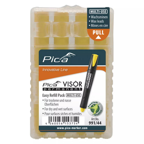 Pica Yellow Refills for Visor Permanent Marking Crayon - Economical and water-resistant, suitable for all materials