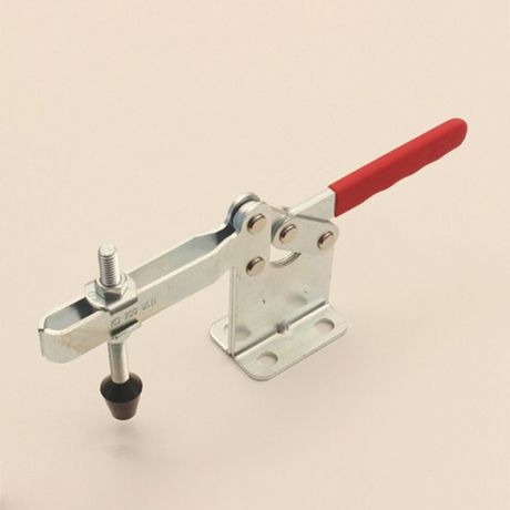 Large Horizontal Toggle Clamp Mountable 105mm Reach in action on a workbench