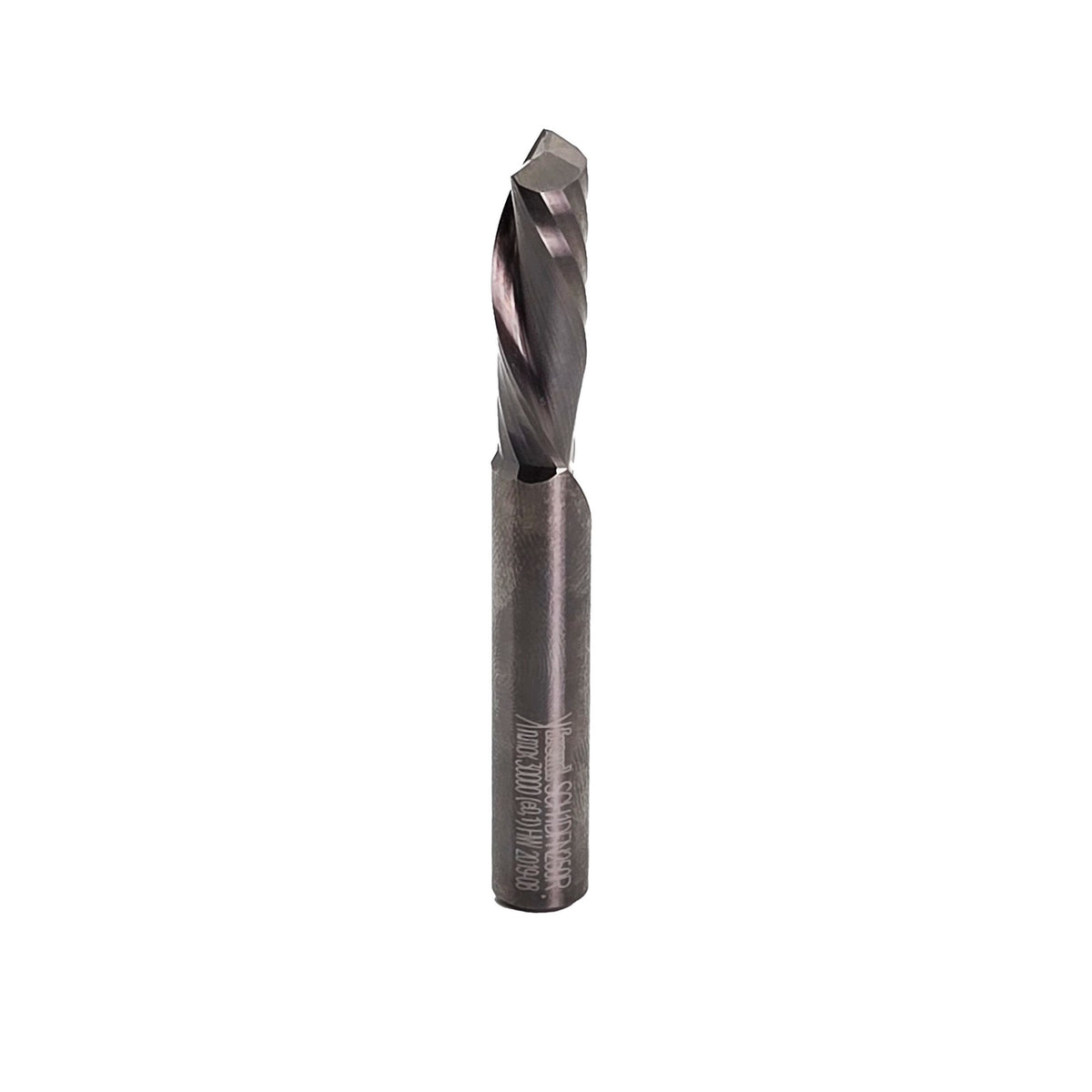 Freud 3/8in Single Flute Spiral Downcut CNC Router Bit in action on wood panel