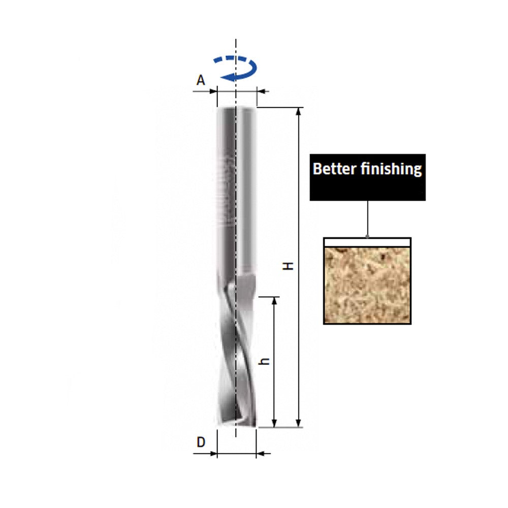 Freud Industrial Twin-Flute Spiral Downcut CNC Router Bits 1/2in Shank Solid Carbide in use on CNC machine